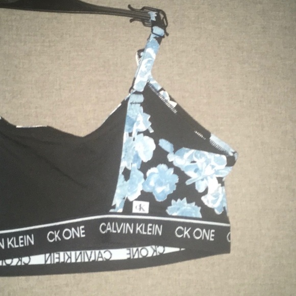 Calvin Klein intimates women's sz large black blue white bra bralette open back - Picture 6 of 13